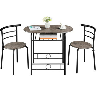 Drift Brown 3 Piece Dining Room Set Modern Round Table Set Of 2 For Kitchen, Living Room - image 1