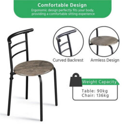 Drift Brown 3 Piece Dining Room Set Modern Round Table Set Of 2 For Kitchen, Living Room - thumbnail 6