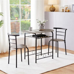 Drift Brown 3 Piece Dining Room Set Modern Round Table Set Of 2 For Kitchen, Living Room - thumbnail 3