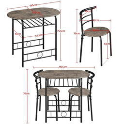 Drift Brown 3 Piece Dining Room Set Modern Round Table Set Of 2 For Kitchen, Living Room - thumbnail 2
