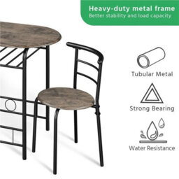 Drift Brown 3 Piece Dining Room Set Modern Round Table Set Of 2 For Kitchen, Living Room - thumbnail 4