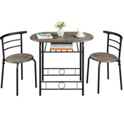 Drift Brown 3 Piece Dining Room Set Modern Round Table Set Of 2 For Kitchen, Living Room - thumbnail 1