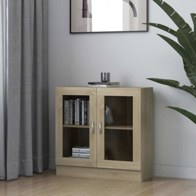 Berkfield Vitrine Cabinet Sonoma Oak 82.5X30.5X80 Cm Engineered Wood - image 1