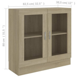 Berkfield Vitrine Cabinet Sonoma Oak 82.5X30.5X80 Cm Engineered Wood - thumbnail 8