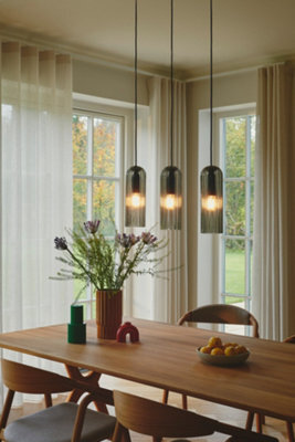 Nordlux Miella Glass Pendant Rail Light Fluted Black,mains - image 1