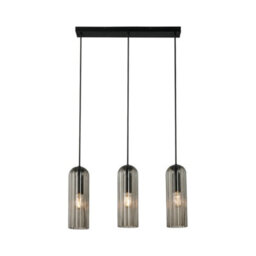 Nordlux Miella Glass Pendant Rail Light Fluted Black,mains - thumbnail 3