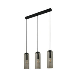 Nordlux Miella Glass Pendant Rail Light Fluted Black,mains - thumbnail 2