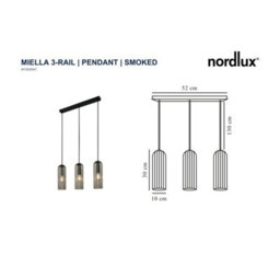 Nordlux Miella Glass Pendant Rail Light Fluted Black,mains - thumbnail 8