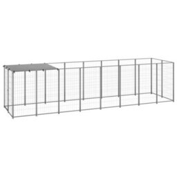 Walplus Outdoor Dog Kennel Silver 4.84 M² Steel - thumbnail 1