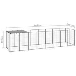 Walplus Outdoor Dog Kennel Silver 4.84 M² Steel - thumbnail 6