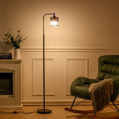 Living And Home Industrial Metal Floor Lamp Floor Light With Mesh Lampshade And Foot Switch - image 1