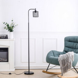 Living And Home Industrial Metal Floor Lamp Floor Light With Mesh Lampshade And Foot Switch - thumbnail 2
