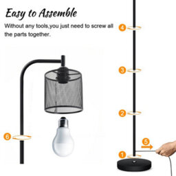 Living And Home Industrial Metal Floor Lamp Floor Light With Mesh Lampshade And Foot Switch - thumbnail 4