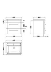Hudson Reed Solar Wall Hung 2 Drawer Vanity Unit & Ceramic Basin, Fern Green Matt, 600 X 540 X 445mm - thumbnail 6