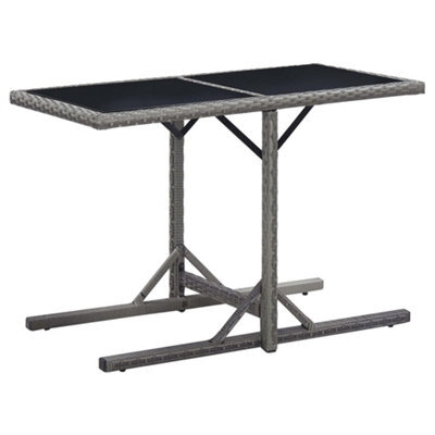 Walplus Garden Table Anthracite 110X53X72 Cm Glass And Poly Rattan - image 1
