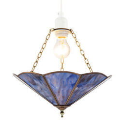 Happy Homewares Lavender Purple Chic Tiffany Glass Easy Fit Pendant Shade With Chains - thumbnail 2