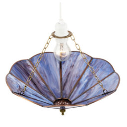 Happy Homewares Lavender Purple Chic Tiffany Glass Easy Fit Pendant Shade With Chains - thumbnail 3