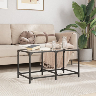 Berkfield Coffee Table With Transparent Glass Top 78.5X40X40 Cm Steel - image 1