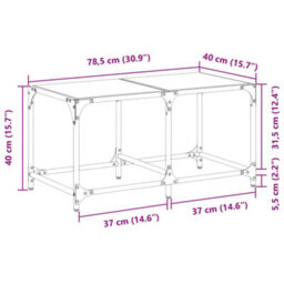 Berkfield Coffee Table With Transparent Glass Top 78.5X40X40 Cm Steel - thumbnail 9