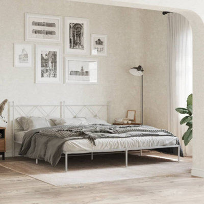 Berkfield Metal Bed Frame Without Mattress With Headboard White 183X213Cm - image 1