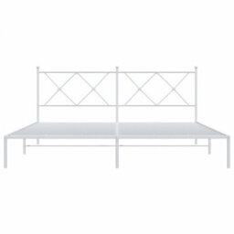 Berkfield Metal Bed Frame Without Mattress With Headboard White 183X213Cm - thumbnail 4