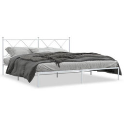 Berkfield Metal Bed Frame Without Mattress With Headboard White 183X213Cm - thumbnail 2