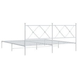 Berkfield Metal Bed Frame Without Mattress With Headboard White 183X213Cm - thumbnail 6