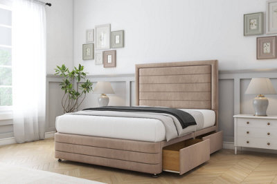 "Comfort Anna Mink Naples Divan Bed Base 2 Drawers Left Side - 54"" Floor Standing  & 12"" Footboard 5' King" - image 1