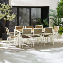 Furniturebox Dubai White Garden Table And Chairs, 6 - 8 Seater Outdoor Patio Dining Set, Aluminium Garden Table And Chairs +Cover - thumbnail 2