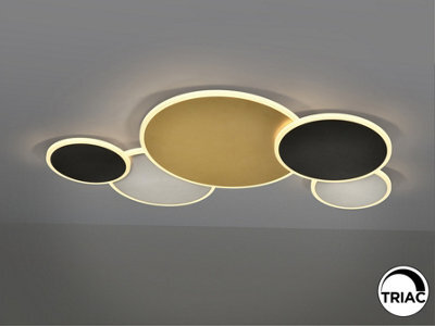 Luminosa Lighting Luminosa Umbra 5 Ring Integrated Led Semi Flush Ceiling Light Gold, Black, White 3000K - Uk Stock - image 1