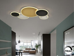 Luminosa Lighting Luminosa Umbra 5 Ring Integrated Led Semi Flush Ceiling Light Gold, Black, White 3000K - Uk Stock - thumbnail 2