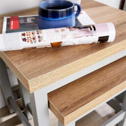 Coffee Nest Of 2 Tables Occasional Side End Tables Stackable Avon 36mm Oak Top - thumbnail 4