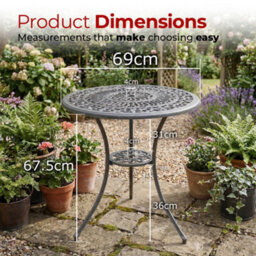 Centurion Supports Positano Grey Garden And Patio Cast Aluminium Bistro Table - thumbnail 9