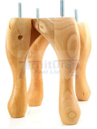 L&F Queen Anne Wooden Legs 150mm High Set Of 4 Natural Replacement Furniture Feet Chairs Sofas Footstools M8 (8mm) - thumbnail 7