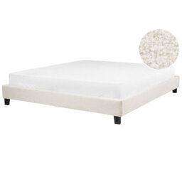 Beliani Bed Without Headboard Boucle Roanne 180 X 200 Cm (Eu Super King) Light Beige - thumbnail 1