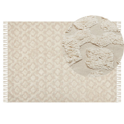 Beliani Rug Aksaray Beige 140 X 200 Cm Cotton - image 1