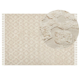 Beliani Rug Aksaray Beige 140 X 200 Cm Cotton - thumbnail 1