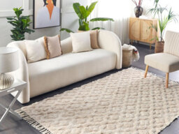 Beliani Rug Aksaray Beige 140 X 200 Cm Cotton - thumbnail 2