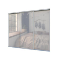 A-Class Sliding Doors Set Of 3 Full Length Mirror Sliding Wardrobe Door Kit In Silver Frame & Tracks, Opening Height (H) 225-226Cm & Width (W) 223-224Cm - thumbnail 1