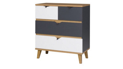 Arte Memone Spacious Chest Of Drawers - Golden Oak With Graphite & White Matt Fronts - W810mm X H900mm X D400mm - image 1