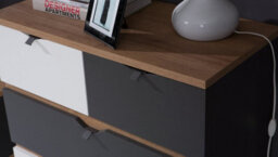 Arte Memone Spacious Chest Of Drawers - Golden Oak With Graphite & White Matt Fronts - W810mm X H900mm X D400mm - thumbnail 3
