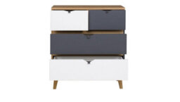 Arte Memone Spacious Chest Of Drawers - Golden Oak With Graphite & White Matt Fronts - W810mm X H900mm X D400mm - thumbnail 2