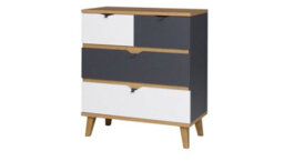 Arte Memone Spacious Chest Of Drawers - Golden Oak With Graphite & White Matt Fronts - W810mm X H900mm X D400mm
