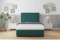 "Comfort Anna Emerald Plush Divan Bed Base 2 Drawers Right Side - 54"" Floor Standing  & 12"" Footboard 2'6 Small Single" - thumbnail 3