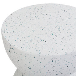 Beliani Terrazzo-Effect Side Table 40Cm Round Top Fibreglass-Reinforced Mgo, Weather-Resistant, White - thumbnail 4