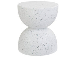 Beliani Terrazzo-Effect Side Table 40Cm Round Top Fibreglass-Reinforced Mgo, Weather-Resistant, White - thumbnail 2