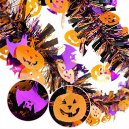Amorly 8 Pack Halloween Tinsel Garland, Shiny Metallic Twist Decor With Orange Pumpkin & Purple Bat For Home & Xmas Tree - thumbnail 6