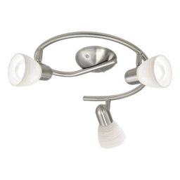 Satin Nickel Flush Ceiling Light With White Glass Shade - 3X40W E14 Bulbs Required