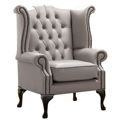 Chesterfield High Back Wing Chair Shelly Rocking Leather Bespoke In Queen Anne Style - image 1