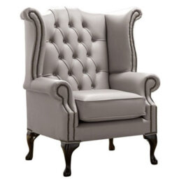 Chesterfield High Back Wing Chair Shelly Rocking Leather Bespoke In Queen Anne Style - thumbnail 1